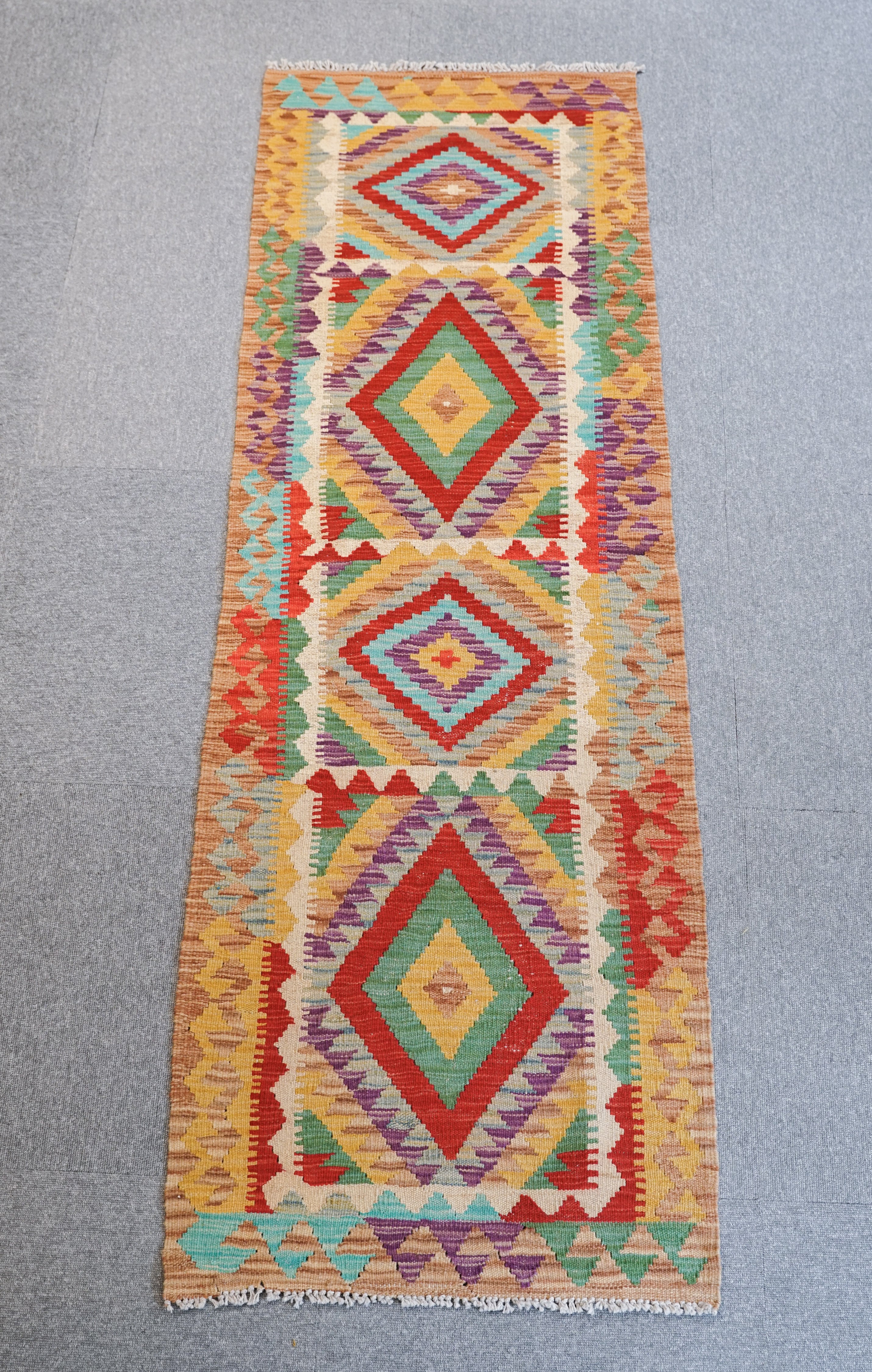 廊下敷きアフガニスタン手織りキリム size:290×70cm ランナー-
