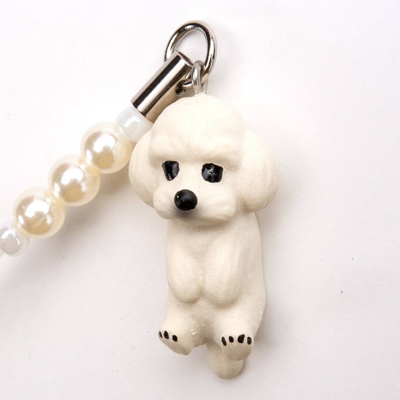 Dog 92 Toy Poodle トイプードル ホワイト ビーズ ストラップ DN-8002