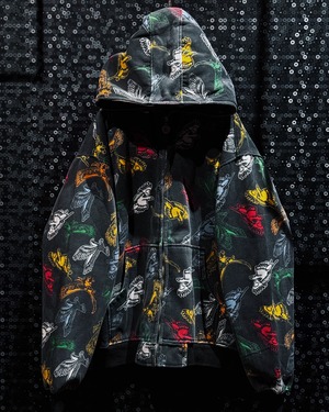 【ÆIEM】"KANI"vintage colorful bird pattern full zip foodie