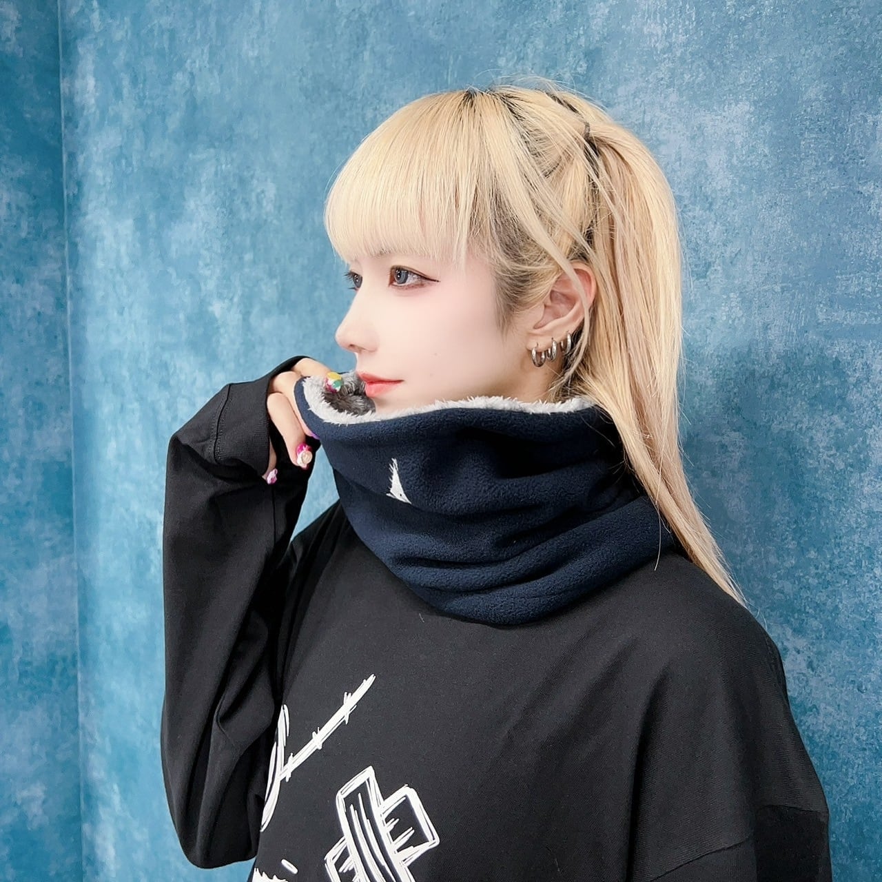 裏起毛フェイスLOGO刺繍入りネックウォーマー【NAVY】 | NIER CLOTHING