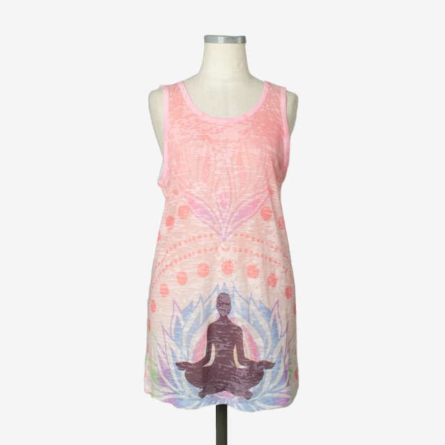 プリントヘザータンク　パドマ１　Print heather tank top Padma1