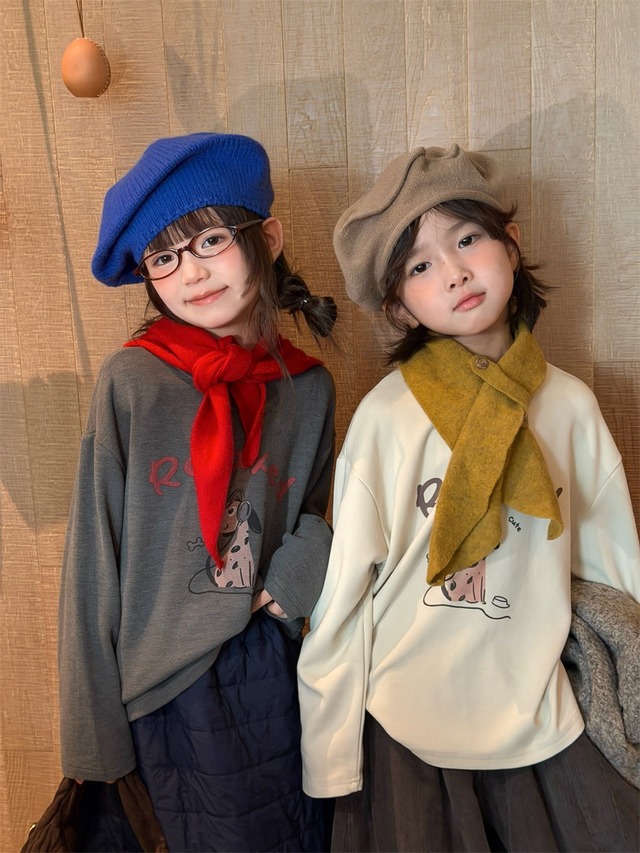 リスニングDOGロングTシャツ（2色展開）XDJK｜トップス ロンT｜小学生 ジュニア対応｜通学 普段着｜韓国子供服｜男の子 女の子｜90-160cm｜2026秋服 ［取寄］