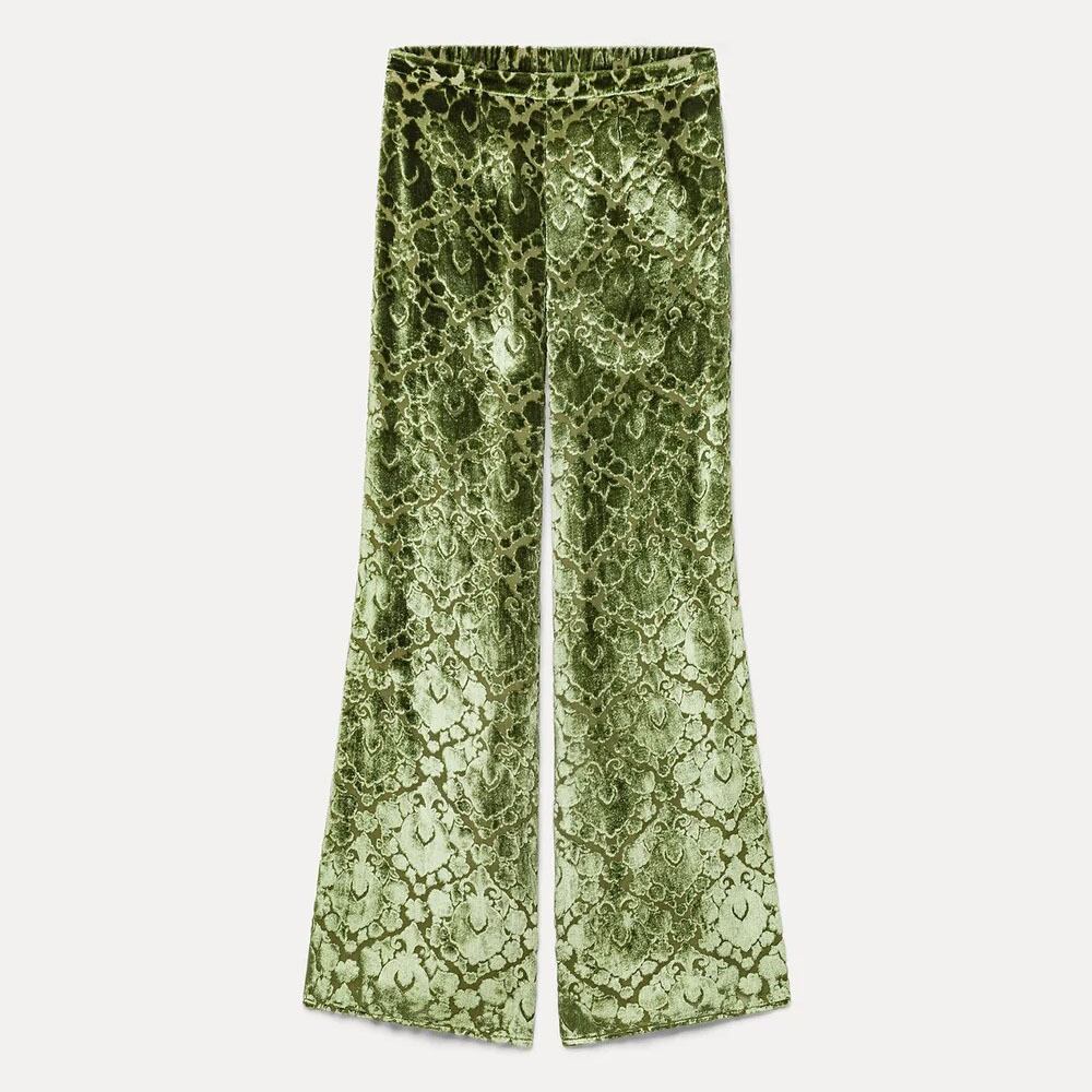 forte_forte LEAF FLARE PANTS GREEN