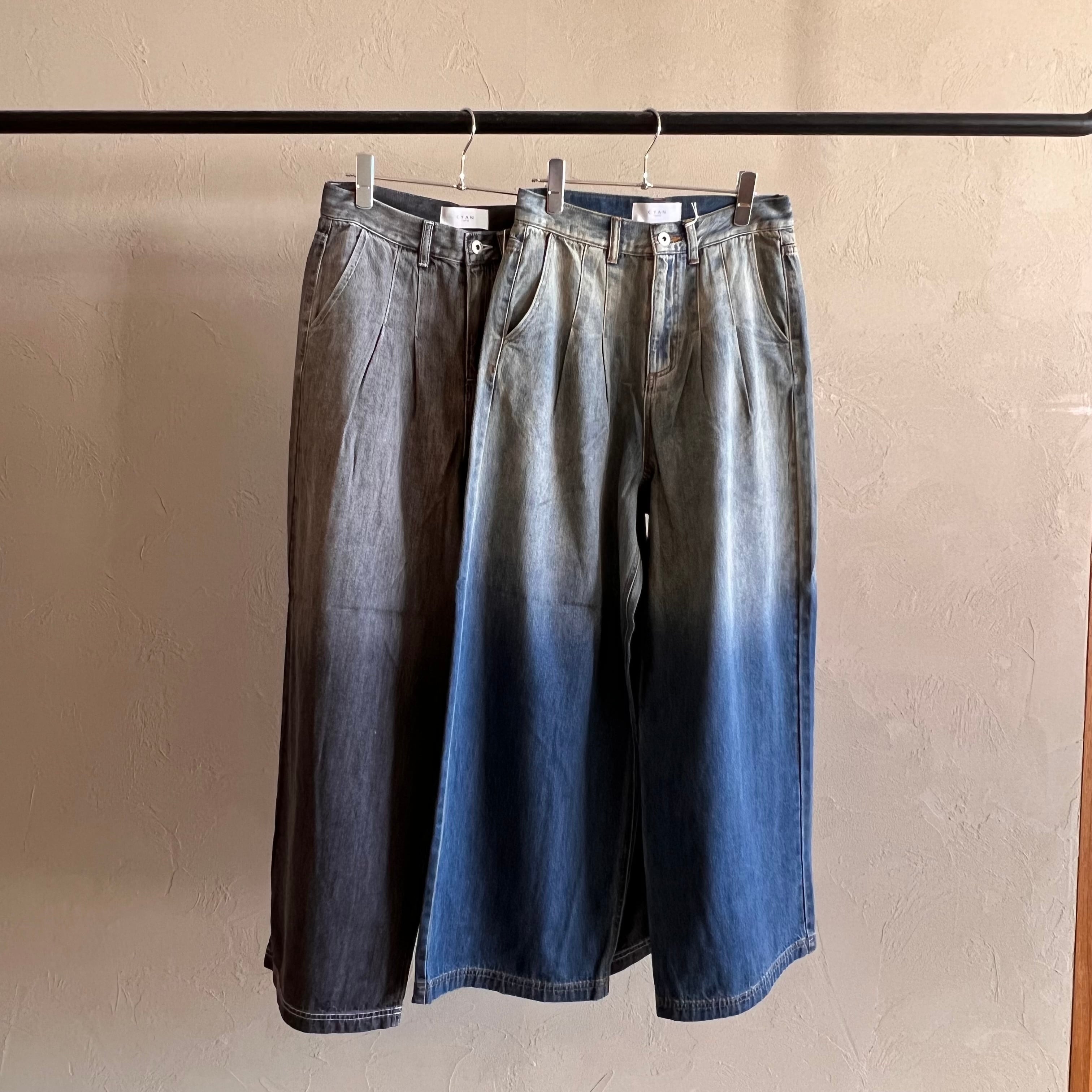 cyan tokyo グラデーションデニムパンツ サイズ36 ネイビー　新品 CYAN TOKYO 】グラデーションデニムワイド | valance 福井｜レディース