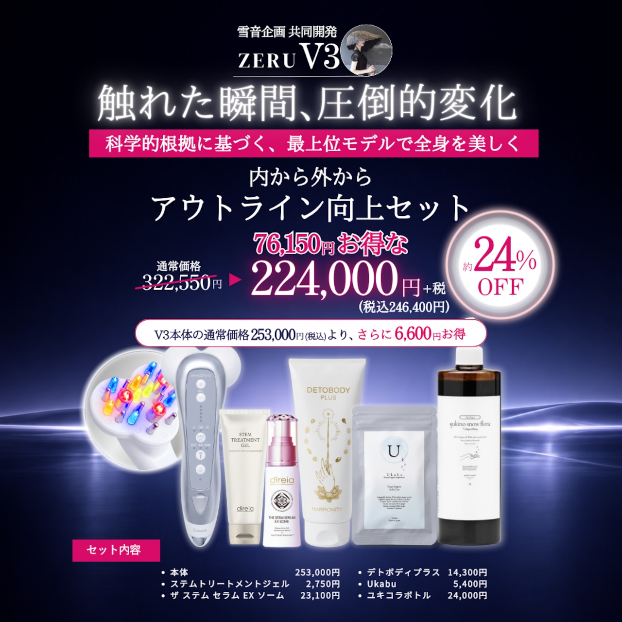 【1週間前後でお届け】内から外から、全身を美しく アウトライン向上セット