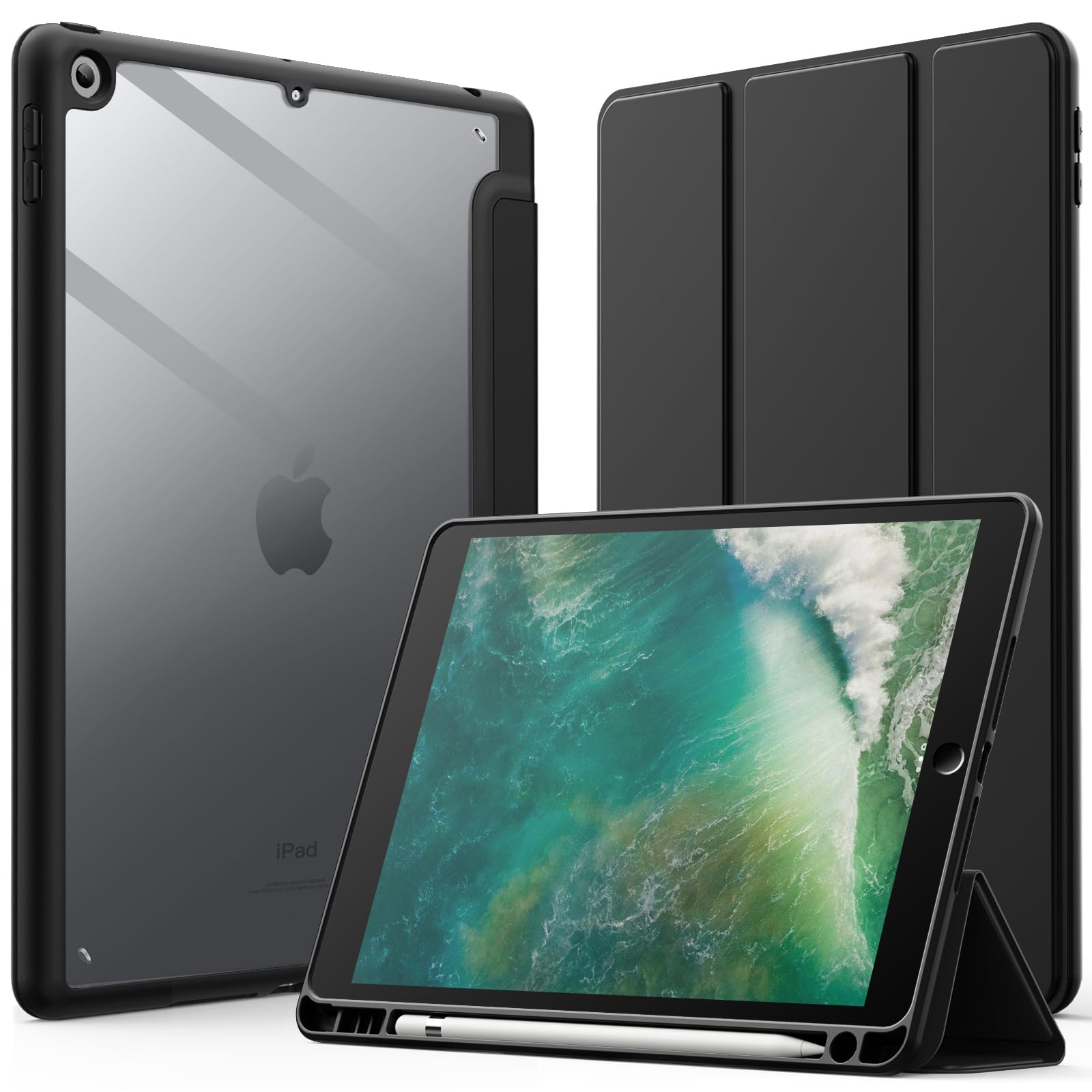 JETech iPad 第6/5世代 9.7インチ (2018/2017)用 ケースカバー (ブラック)