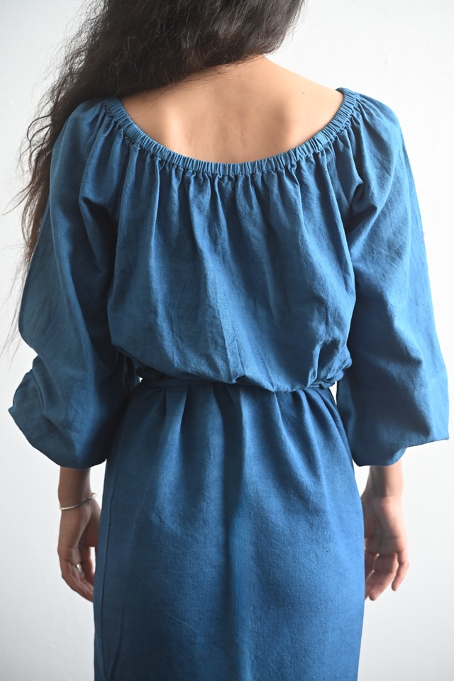 Indigo Dyed Off-Shoulder Top