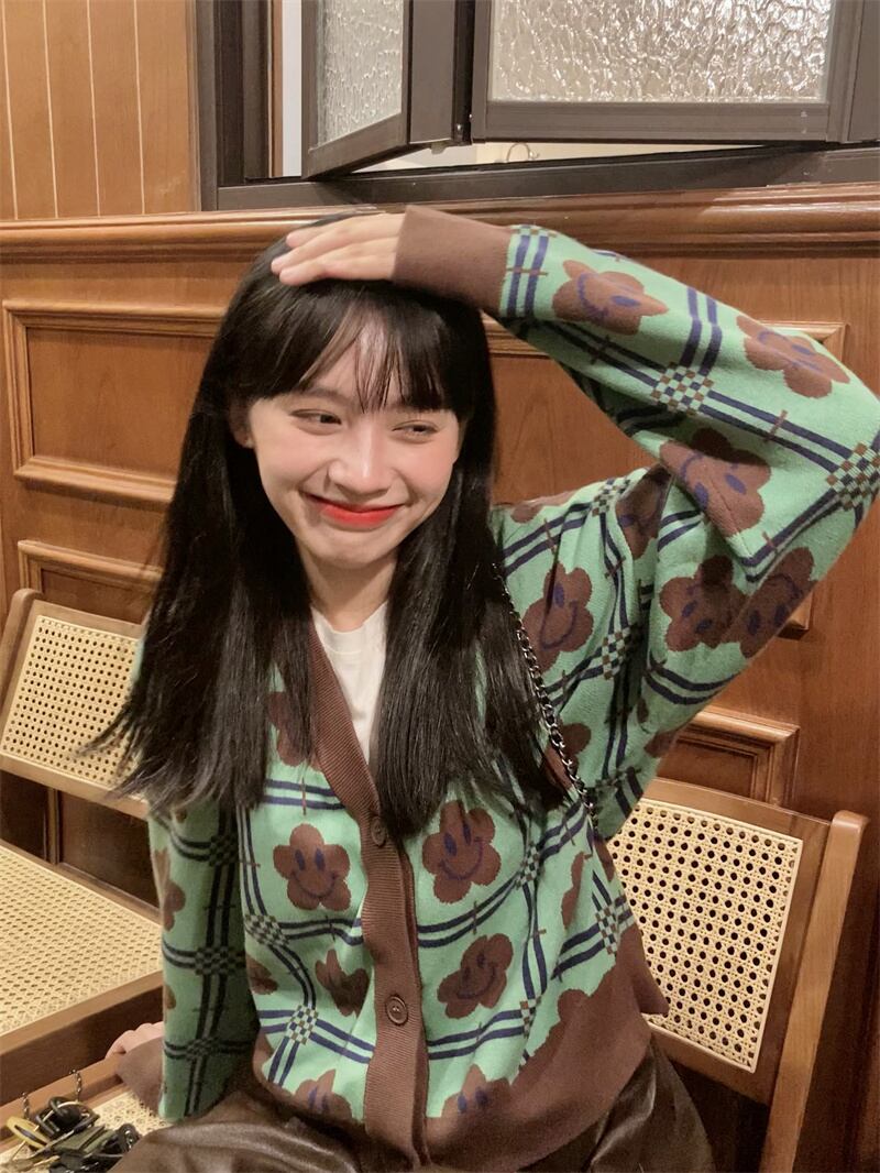 スタンダードニットセーター オータムカーディガンジャケット ロング レトロ 秋物 モンロー93471362426