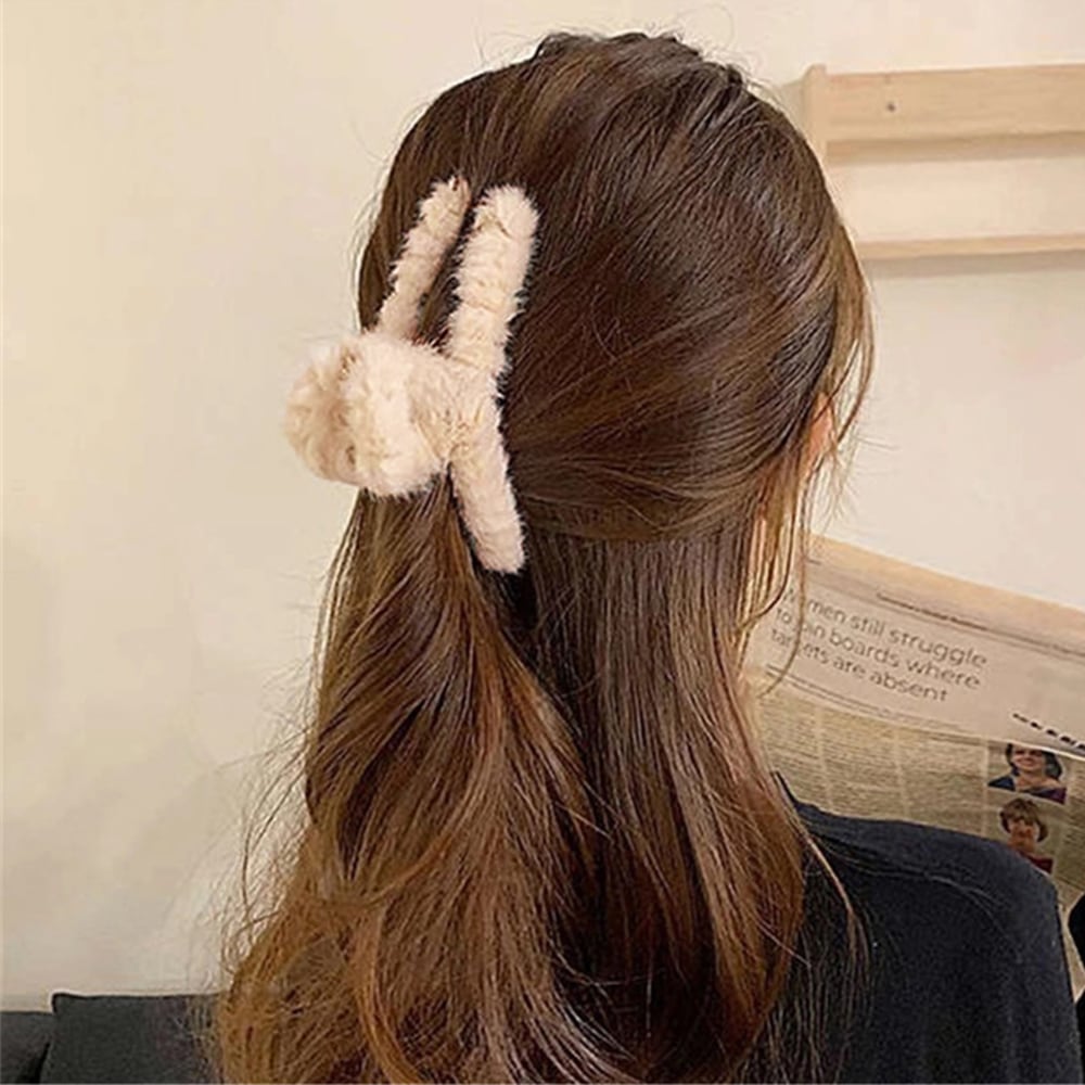 モコモコヘアクリップ レディースバンスクリップ ヘアアクセサリー 5色 l3