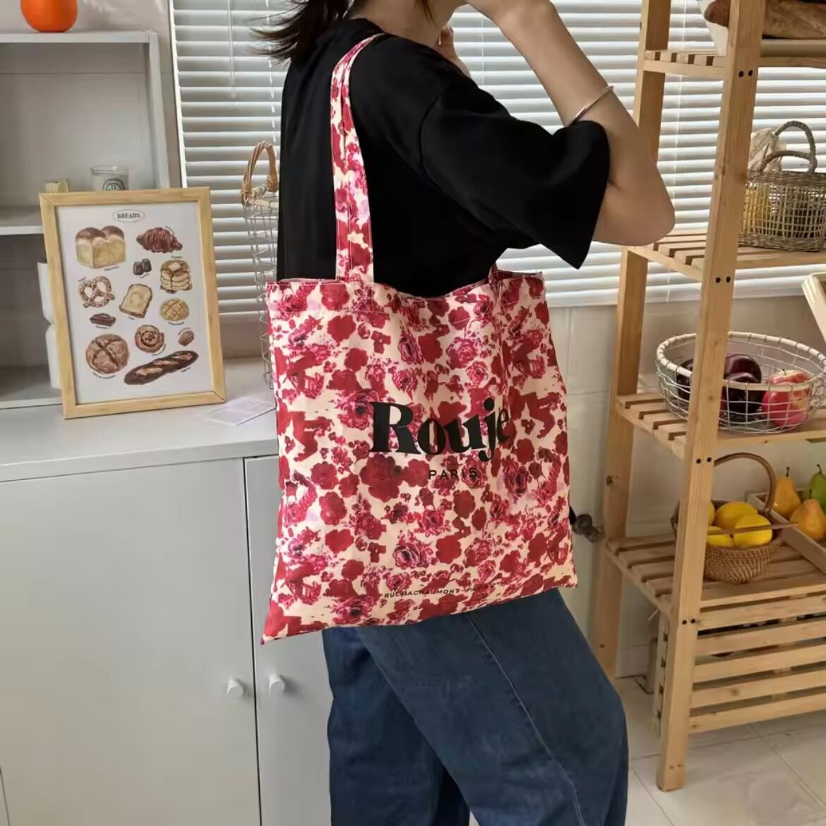 multi pattern tote bag