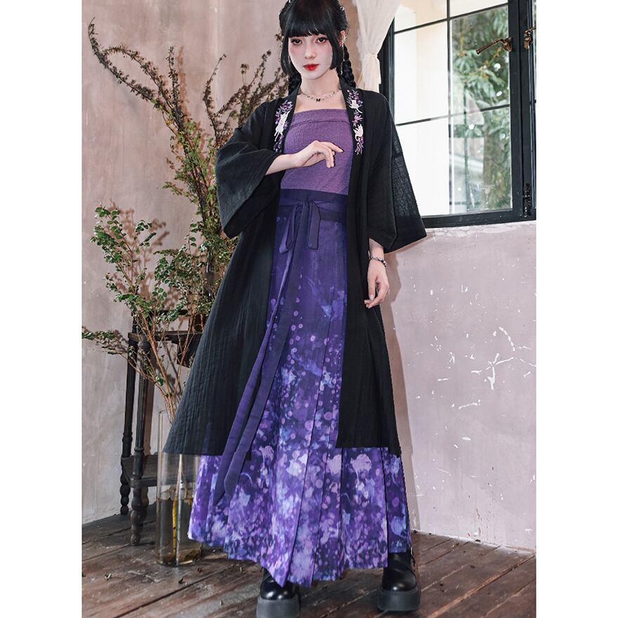 中華ゴシック チャイナ風 古怪舎 スカート ロング丈 プリーツ レトロ 中華系ファッション 30代ファッション夏服