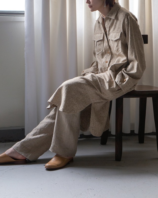 1970s ISSEY MIYAKE - silk tweed shirt dress