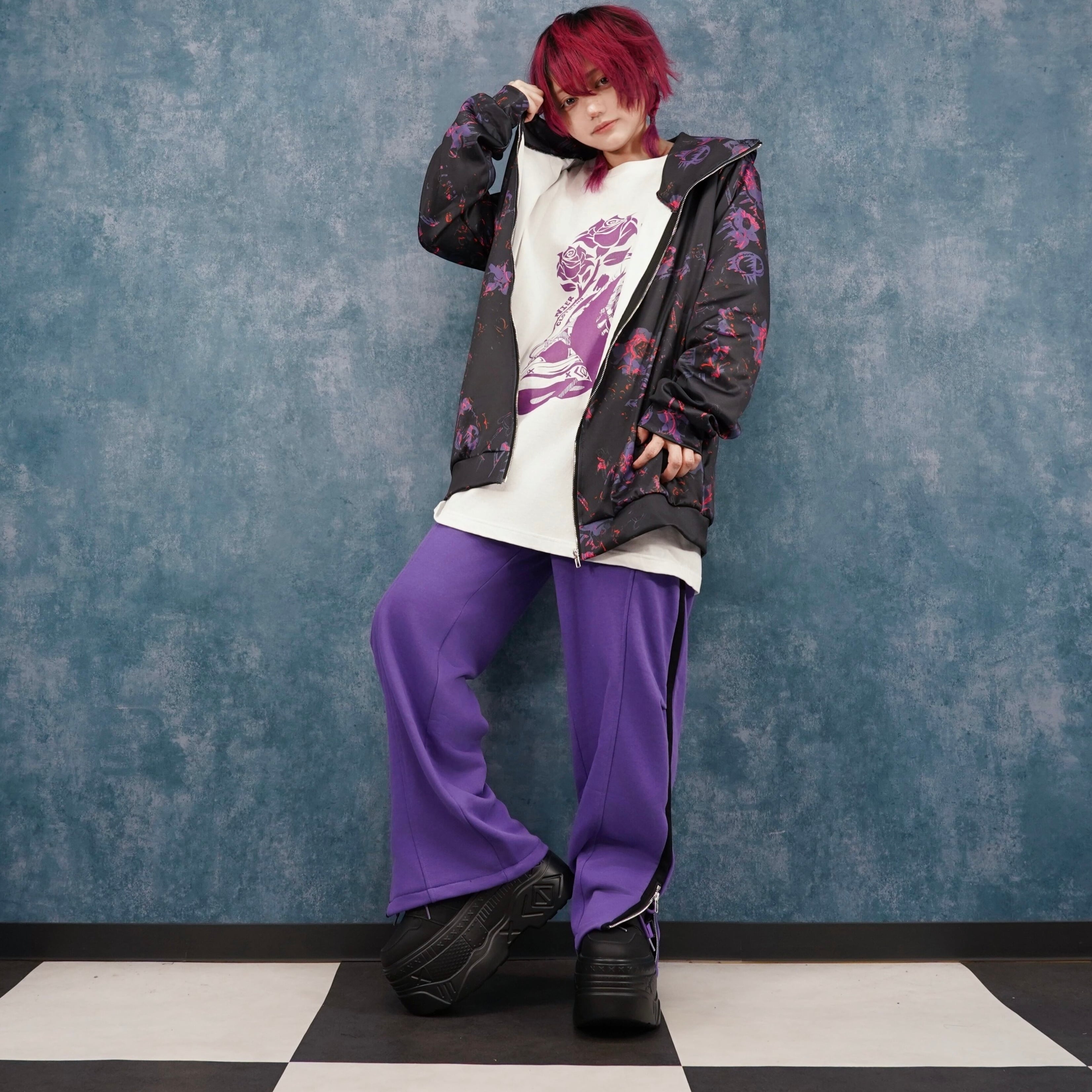 ZIP SLIT PURPLE WIDE PANTS【CHAIN HEART】 | NIER CLOTHING