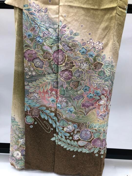 BY1889 辻ケ花 絞り染め 訪問着 薄路孝茶 汚れ有り BY1889 辻ケ花 絞り染め 訪問着 薄路孝茶 汚れ有り
