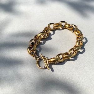<stainless> Dome gold /L  bracelet