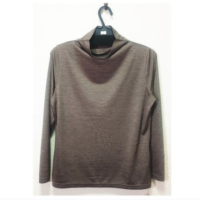 N-6024-10 【特選】シルク長袖ハイネックカットソー　Ｍ～Ｌ　カーメル激安価格8９００円→驚異の在庫一掃価格５９００円