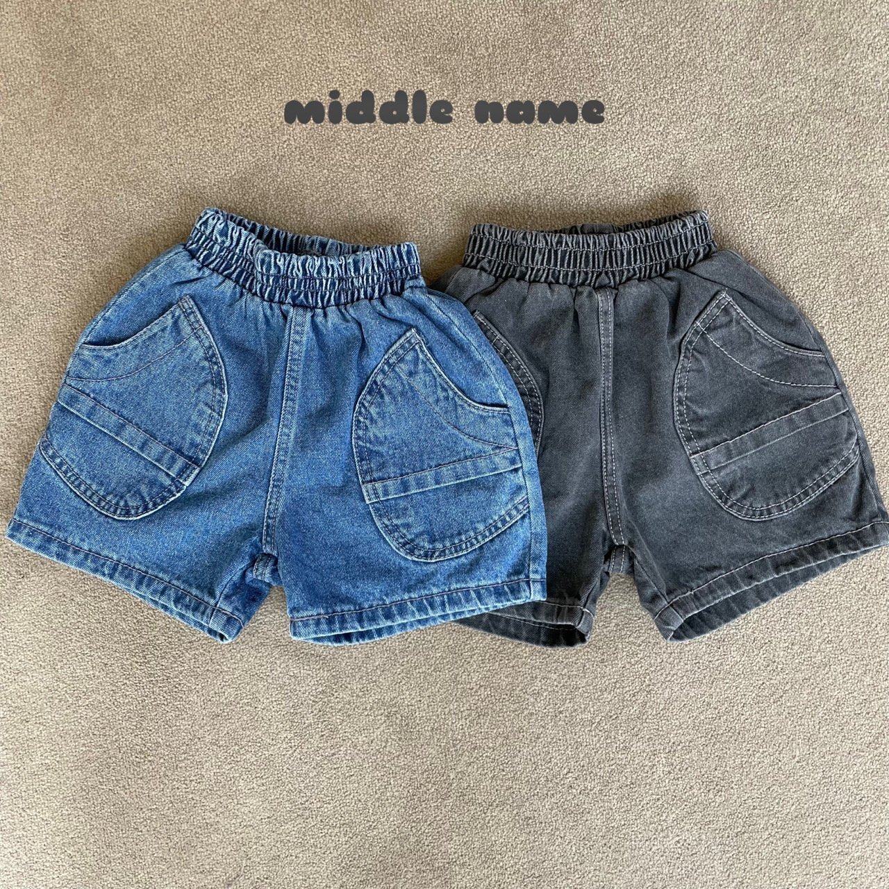 【middle name】ビッグポケットデニムショーパン 90〜120cm ブルー【240430】 - 2