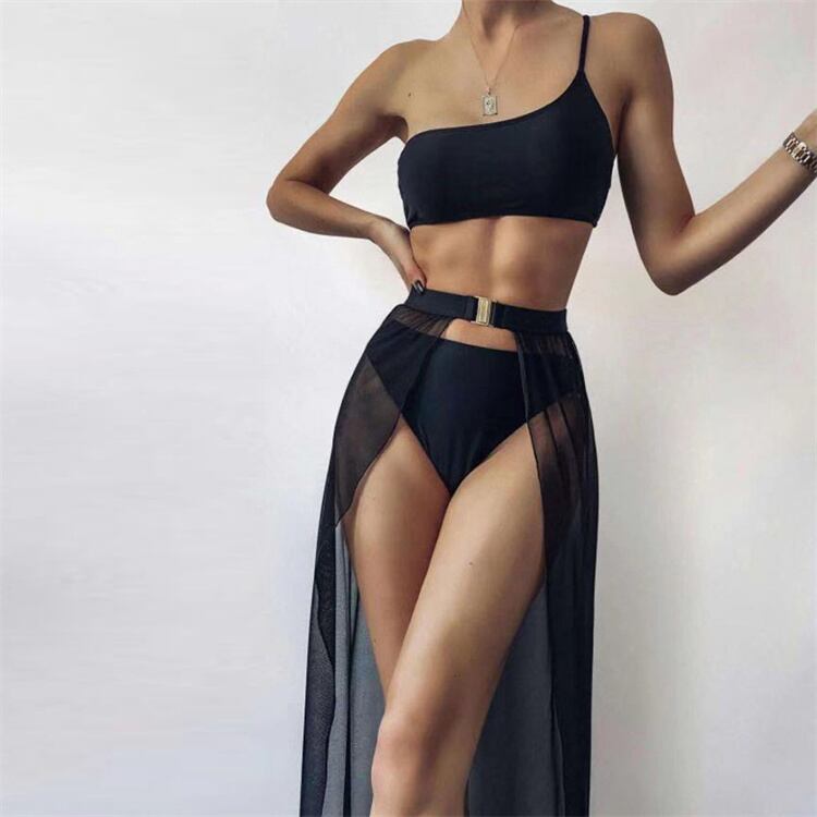 大活躍 ピュアカラー スプリット 3点セット レーヨン セクシー 新品 水着 ビキニ