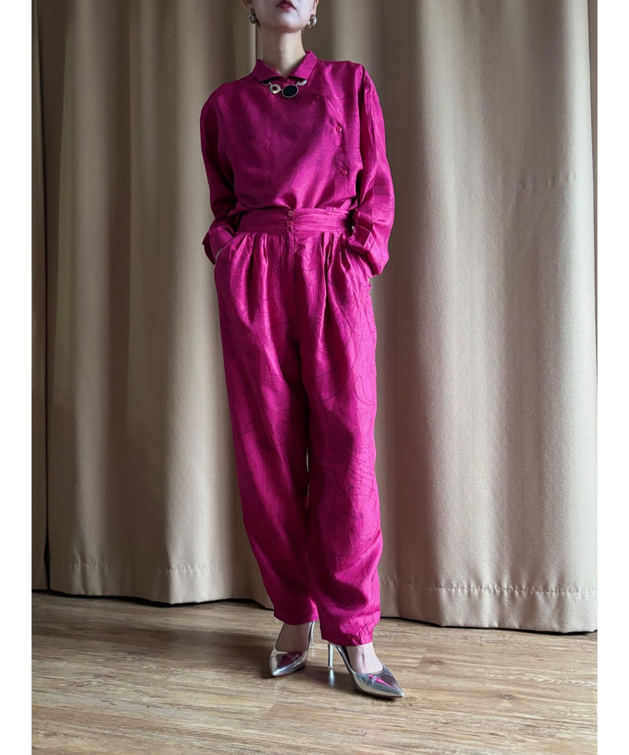 DIANEGILMAN magenta silk set up-5032-10