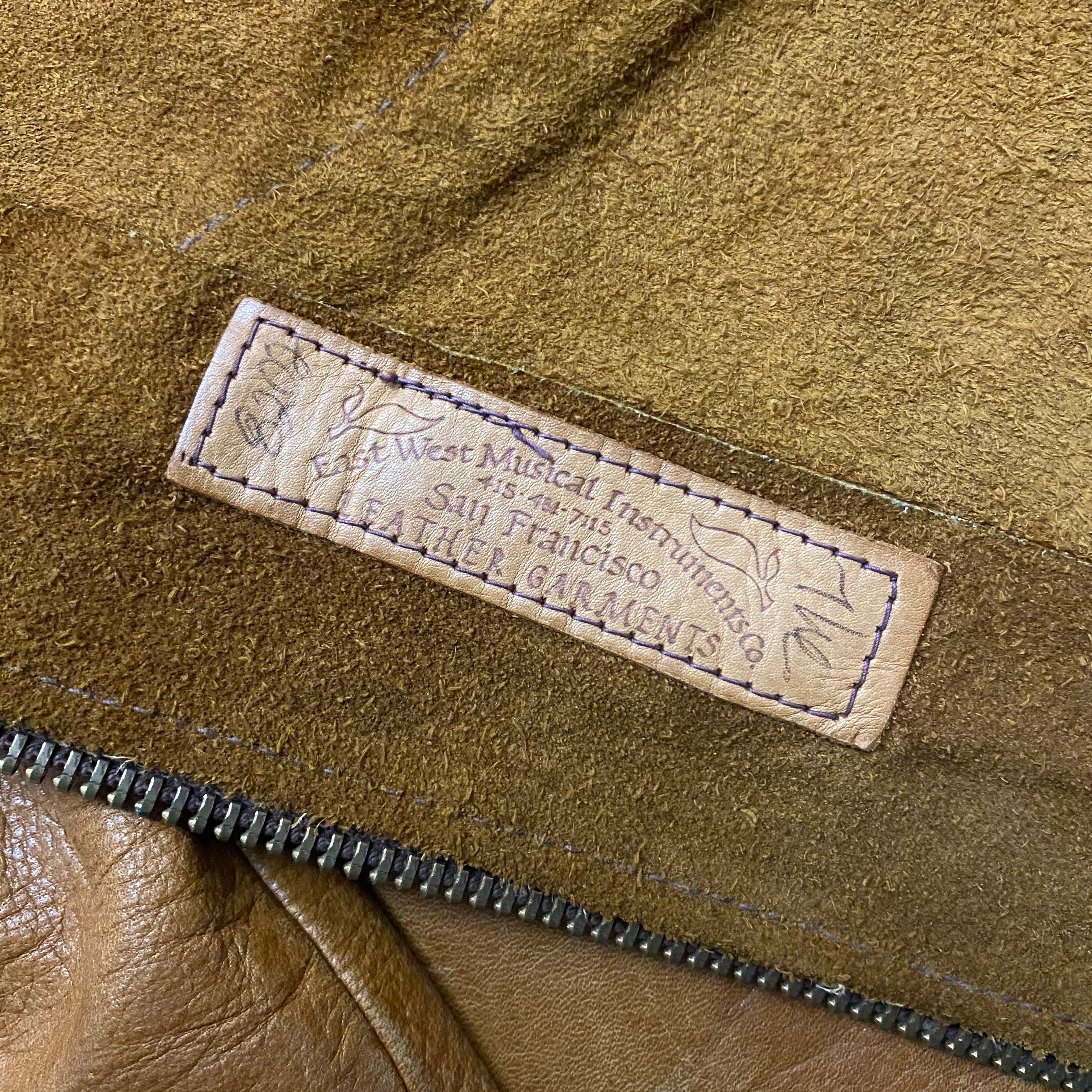 vintage 1970's EAST WEST MUSICAL INSTRUMENTS leather jacket