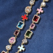 2色カラーストーン ネックレス W236