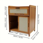 サイドテーブル ナイトスタンド 引き出し ラタン 引き戸付き 20インチ 竹製 ベッドサイドテーブル モダン ナイトスタンド 寝室用 チェスト キャビネット 寝室 リビングルーム用 ナチュラル ダークブラウン ライトブラウン 省スペース