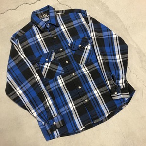 ⊕1990'S FIVE BROTHER BLUE FLANNEL CHECK SHIRT