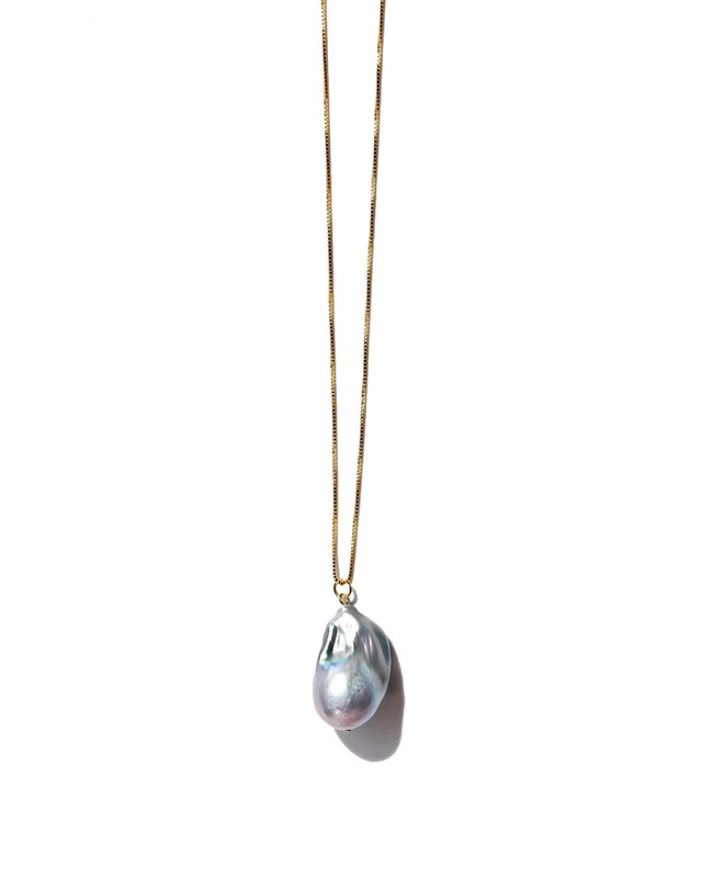 Baroque pearl necklace -Grey-