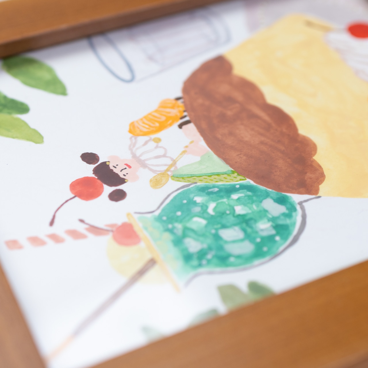 < Riie ／ ワカイリエ > 原画「プリンアラモードになった日」