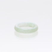 【13号】ホワイト～グリーン系 翡翠くり抜き甲丸リング jd_rg2151