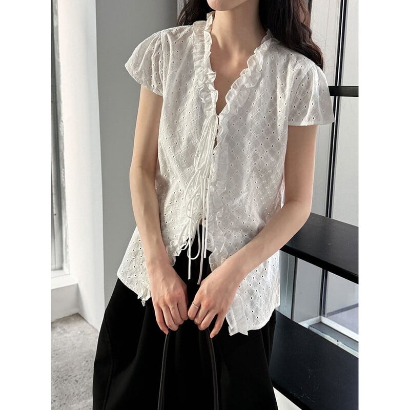 french sleeve frill blouse 103084