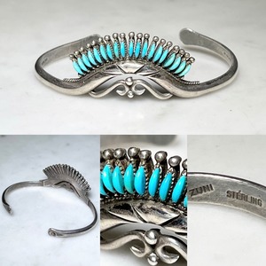 Ne Haskie silver bangle set with turquoise " needle point "