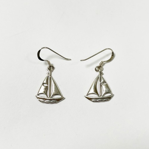 Old 925 Silver Ship Pirced Earrings