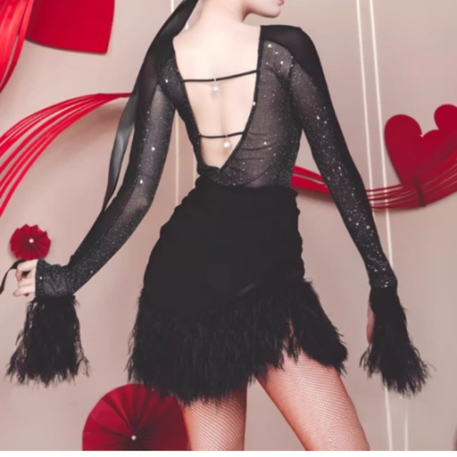 ブラックフェザーデザイン ドレス ds0228