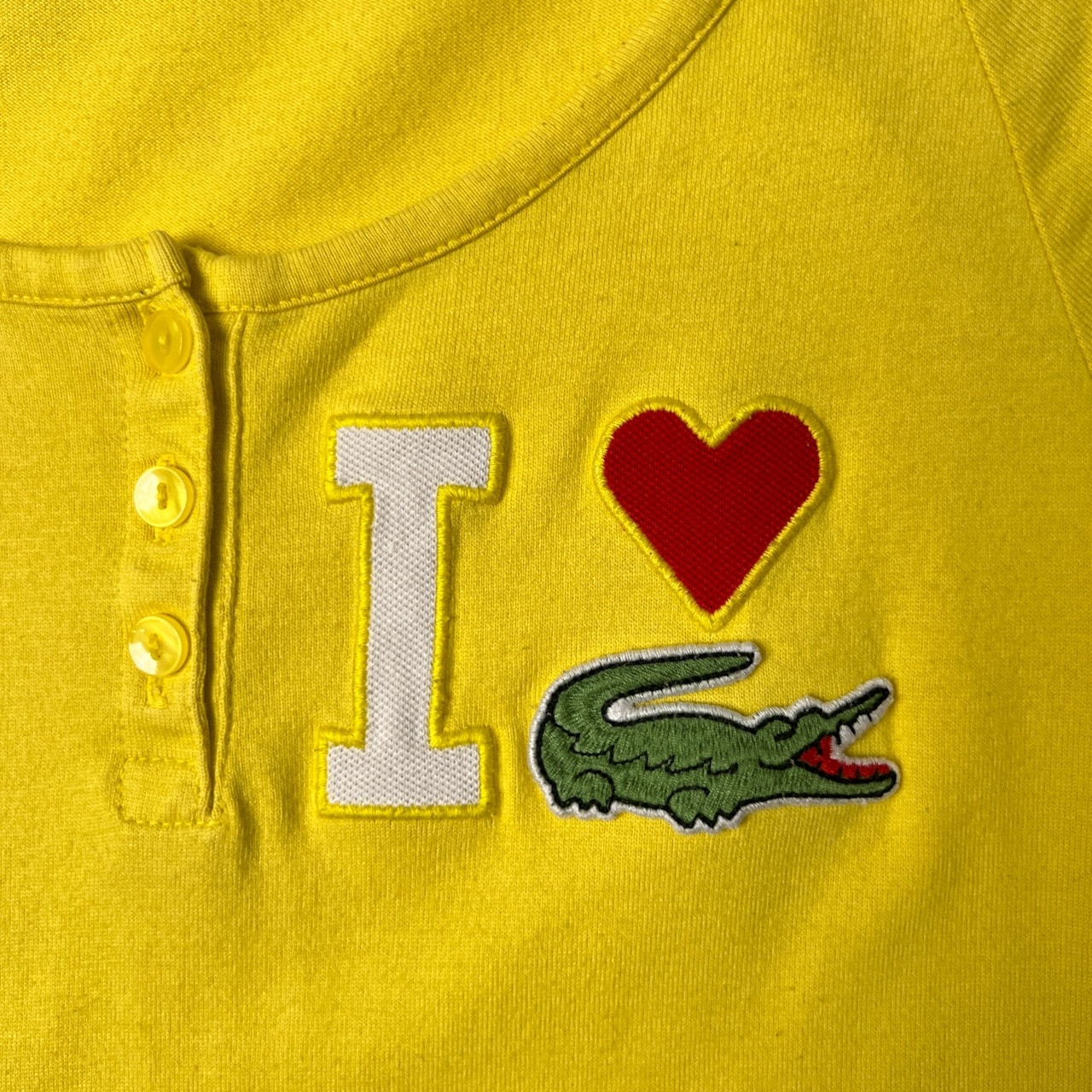 LACOSTE ラコステ EDITION LIMITEE ビッグワニ ヘンリーネック 半袖Tシャツ 38/イエロー