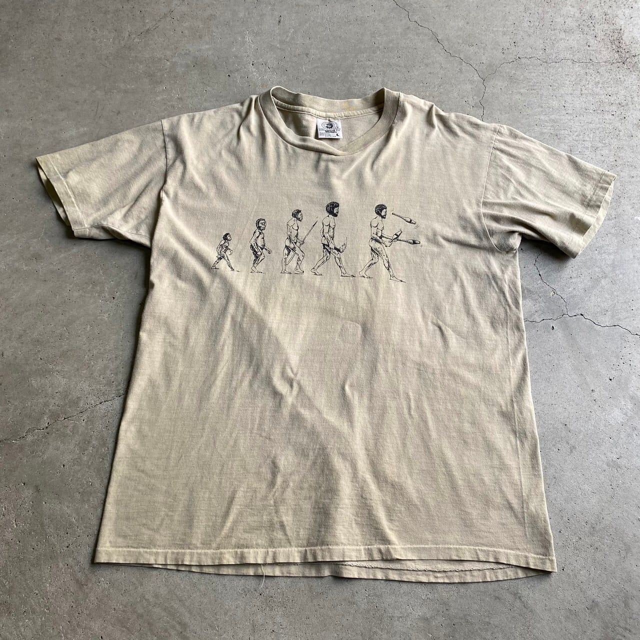 90年代 USA製 人類進化 プリントTシャツ メンズL 古着 シングル