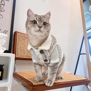【PET】2色ボタン付きストライプコーデュロイベスト