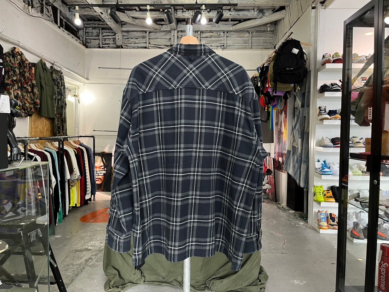 NEIGHBORHOOD TARTAN CHECK SHIRT LS BLACK LARGE 232BENH-SHM02 46018 