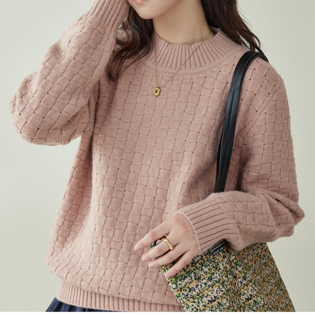 check knit pullover