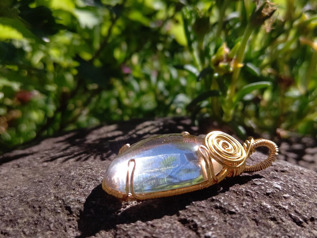 クリソプレーズ  ワイヤーラッピングペンダントトップ K14GF*高品質クリソプレーズのワイヤーラッピングネックレス