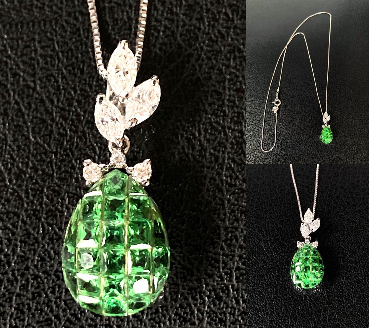 K18 WG ツァボライト グリーンガーネット ネックレス グリーンガーネット 2.05カラット / ダイヤモンド 0.28カラット