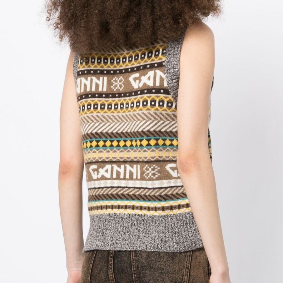 GANNI ガニーLogo Wool Mix Vest ベストSサイズ 新品 - ベスト