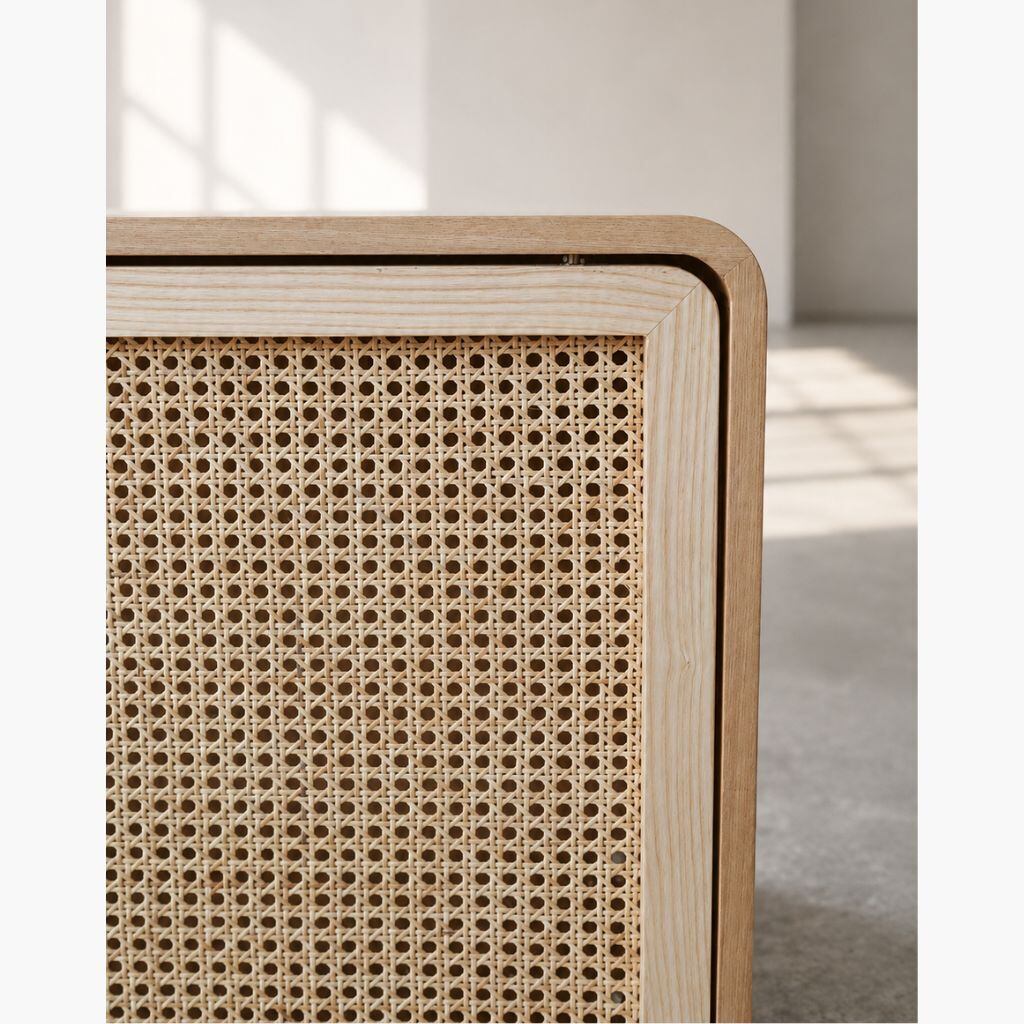 Rattan Cabinet Slide Door Natural / ラタンキャビネット 引き戸仕様