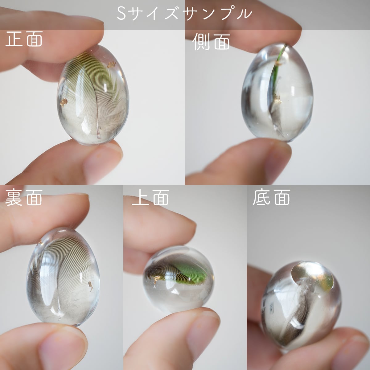 Sサイズ > うちの子の羽根で作る 卵型オブジェ（愛鳥さんの羽根入り