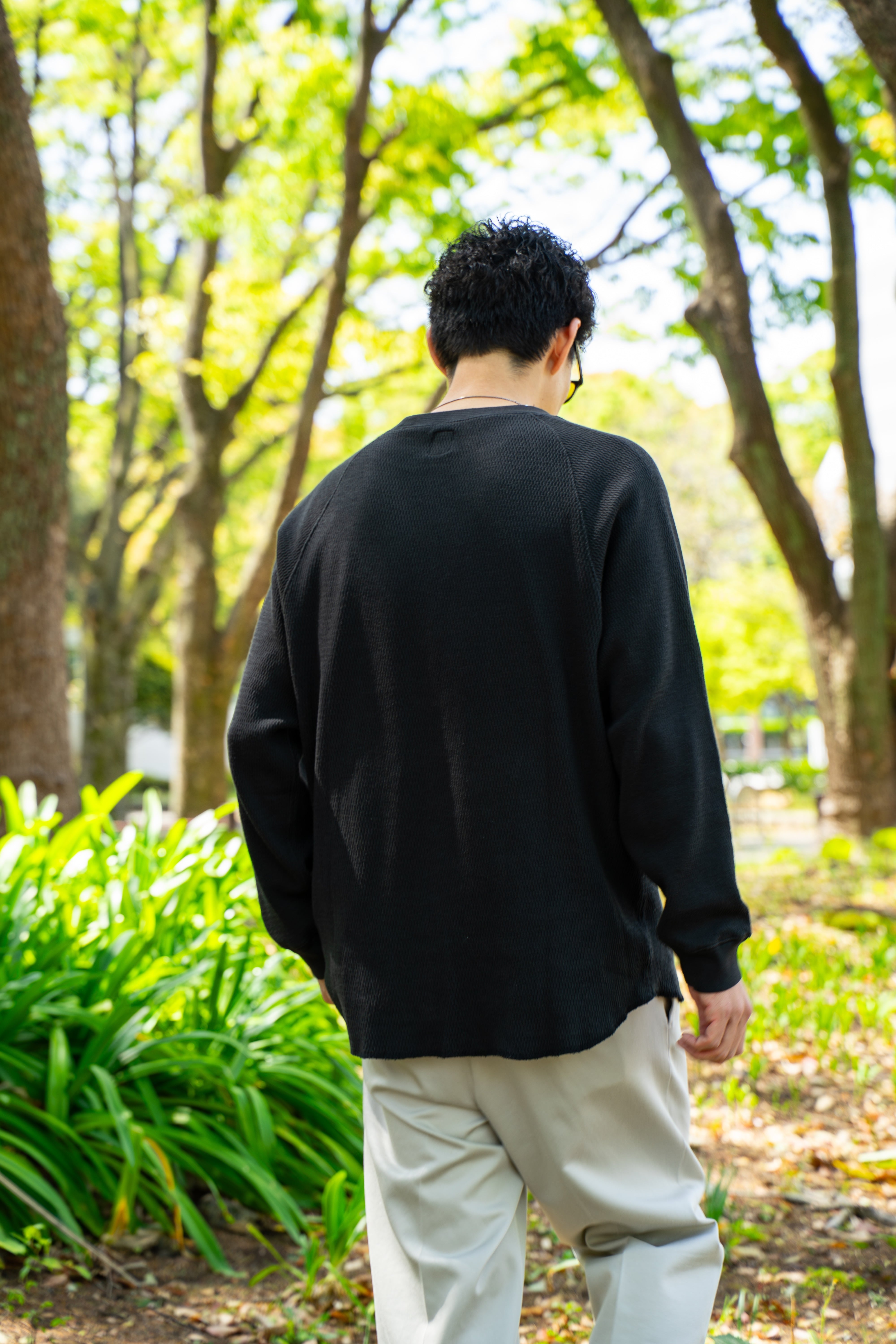 CALM】MIDDLE WEIGHT HONEYCOMB THERMAL L/S TEE（black） | CALM
