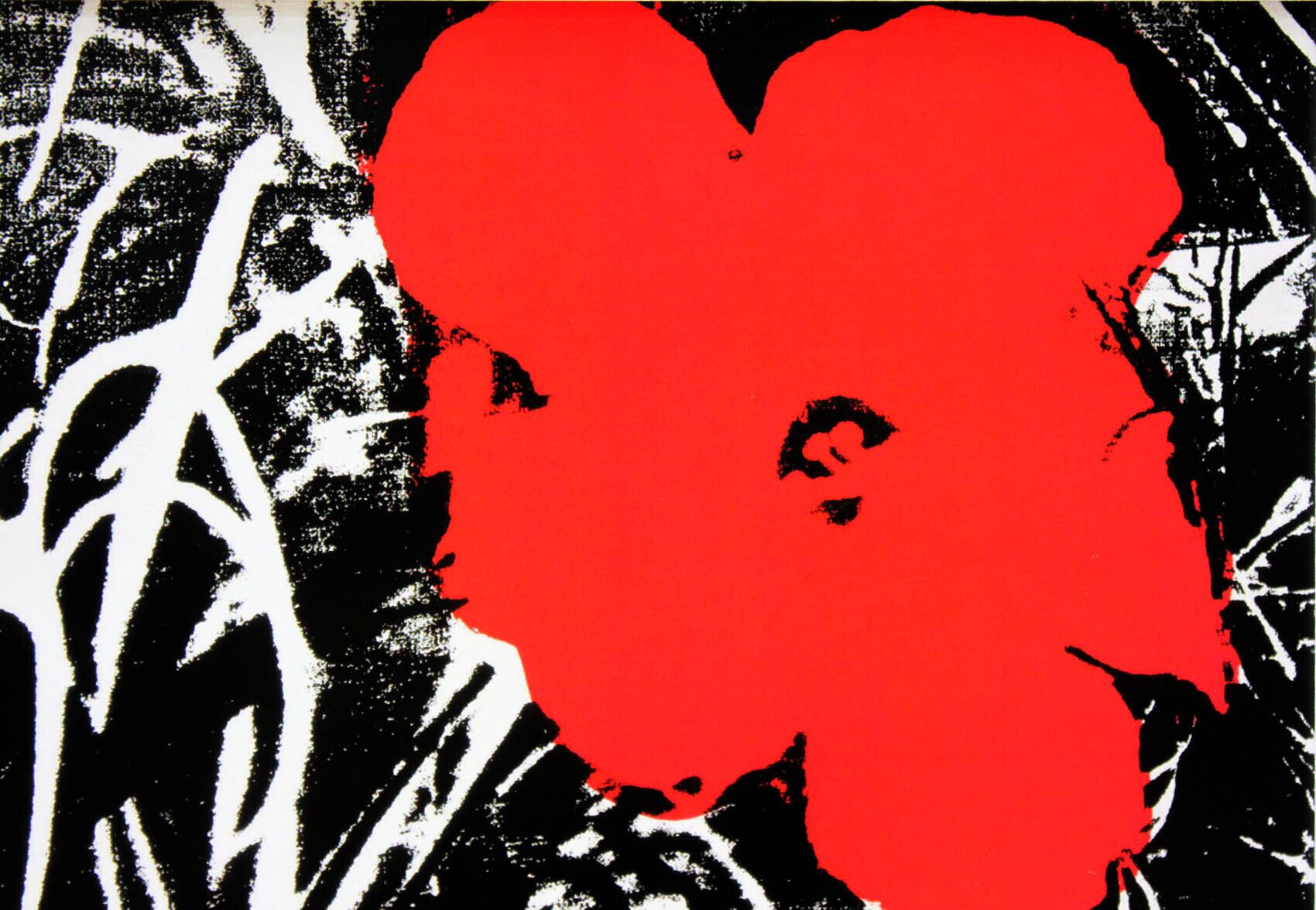 アンディ ウォーホル 絵画「フラワーズ,1964(レッド)」展示用フック付