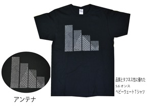 江戸小紋Tシャツ　「アンテナ」　黒地　綿１００％　限定品