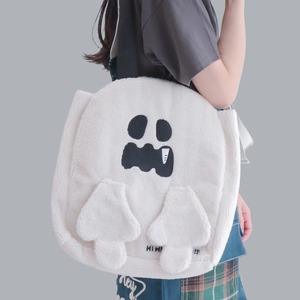 【無言のあいさつ。】「おててが揺れてる！」で笑顔に。通勤通学対応ふわふわオバケトートバッグ【A4/無言で繋がる】