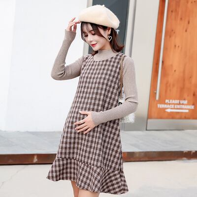 【新作】【送料無料】 6001＃2PCS /セットマタニティベストドレス+ボトムニットシャツラインチャーミングな服妊娠中の女性秋の妊娠中のスーツ オータム 秋物 Aライン AL expec499829824200