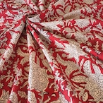 ブロックプリント生地【50cm単位】インド綿 花柄 赤×生成り #37410-RD1